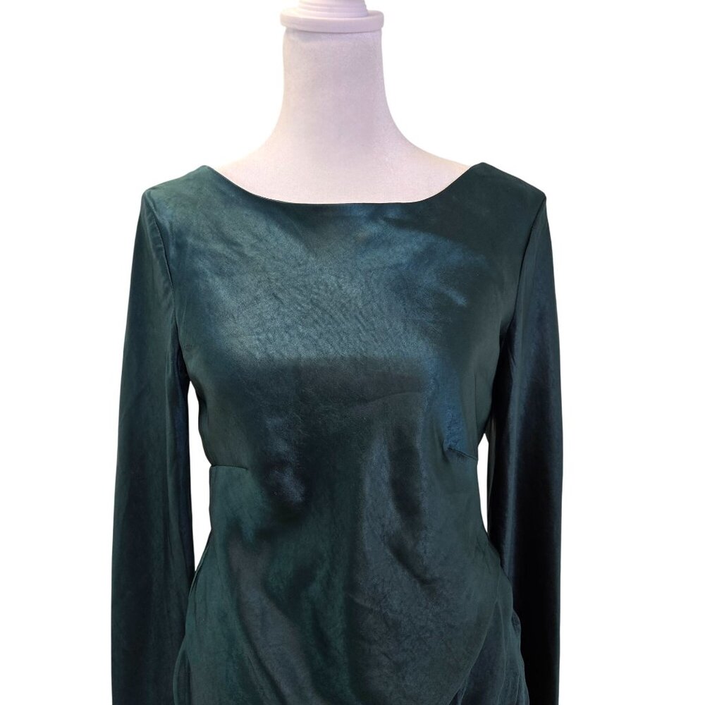 Saints + Secrets Satin Open Back Asymmetrical Hem Mini Dress Size Small - Picture 4 of 9